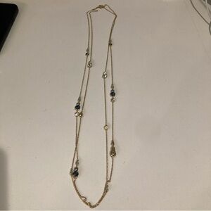 LOFT Gold and Blue Beaded Necklace